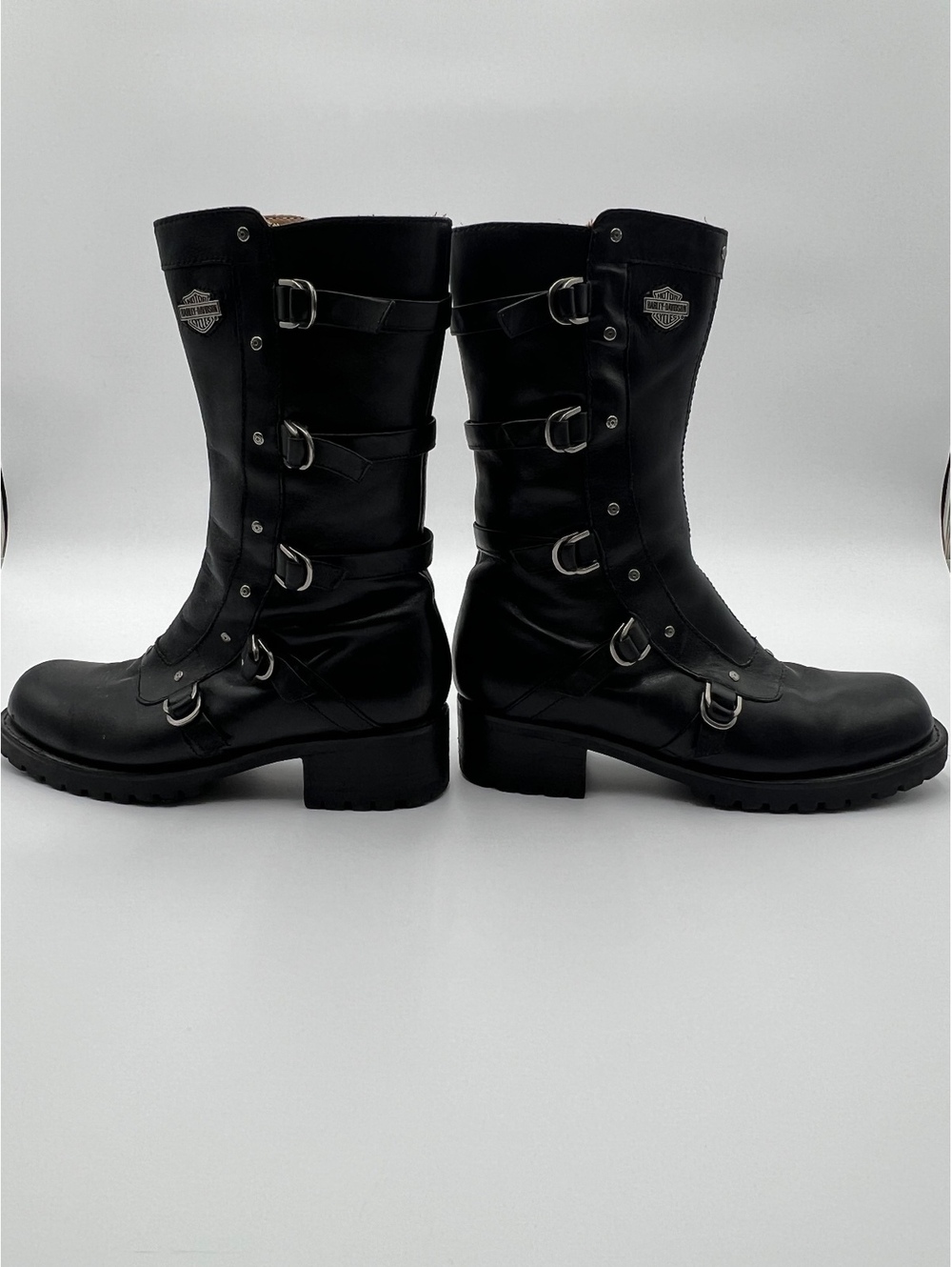 Harley-Davidson Women’s Black Leather Multi Buckle Moto Boots Size 9 84172 - Picture 10 of 11